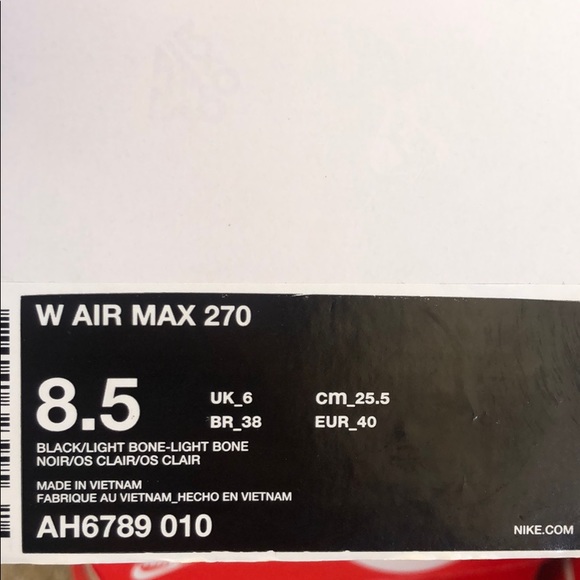 ✔️ NIB✔️ NIKE black/bone Air Max 270 ~ various sz - Picture 8 of 8